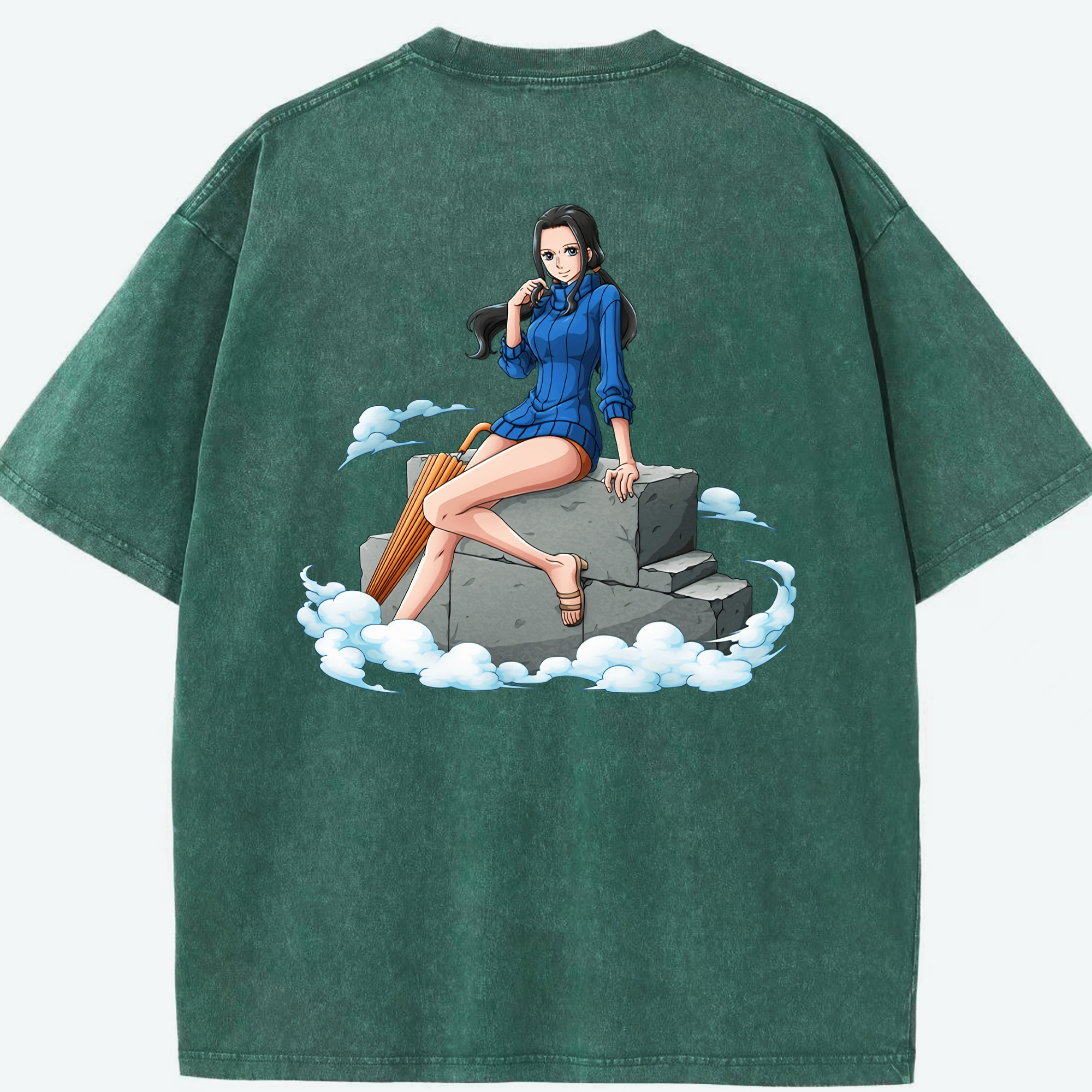 ワンピース ニコ・ロビン ONE PIECE Nico Robin 綿100% ヴィンテージ風 半袖Tシャツ（背面プリント）